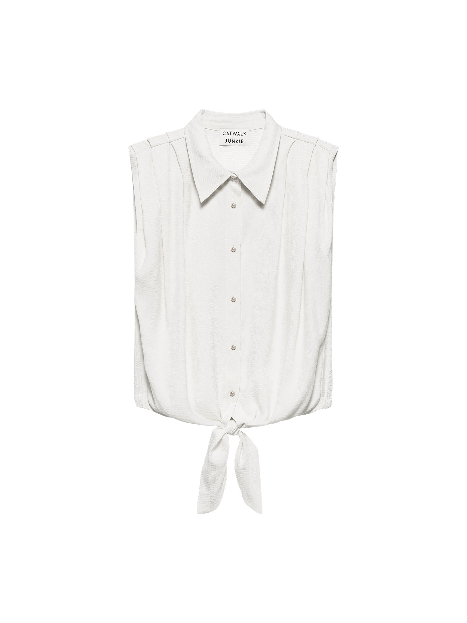 Sleeveless blouse with lash Off White