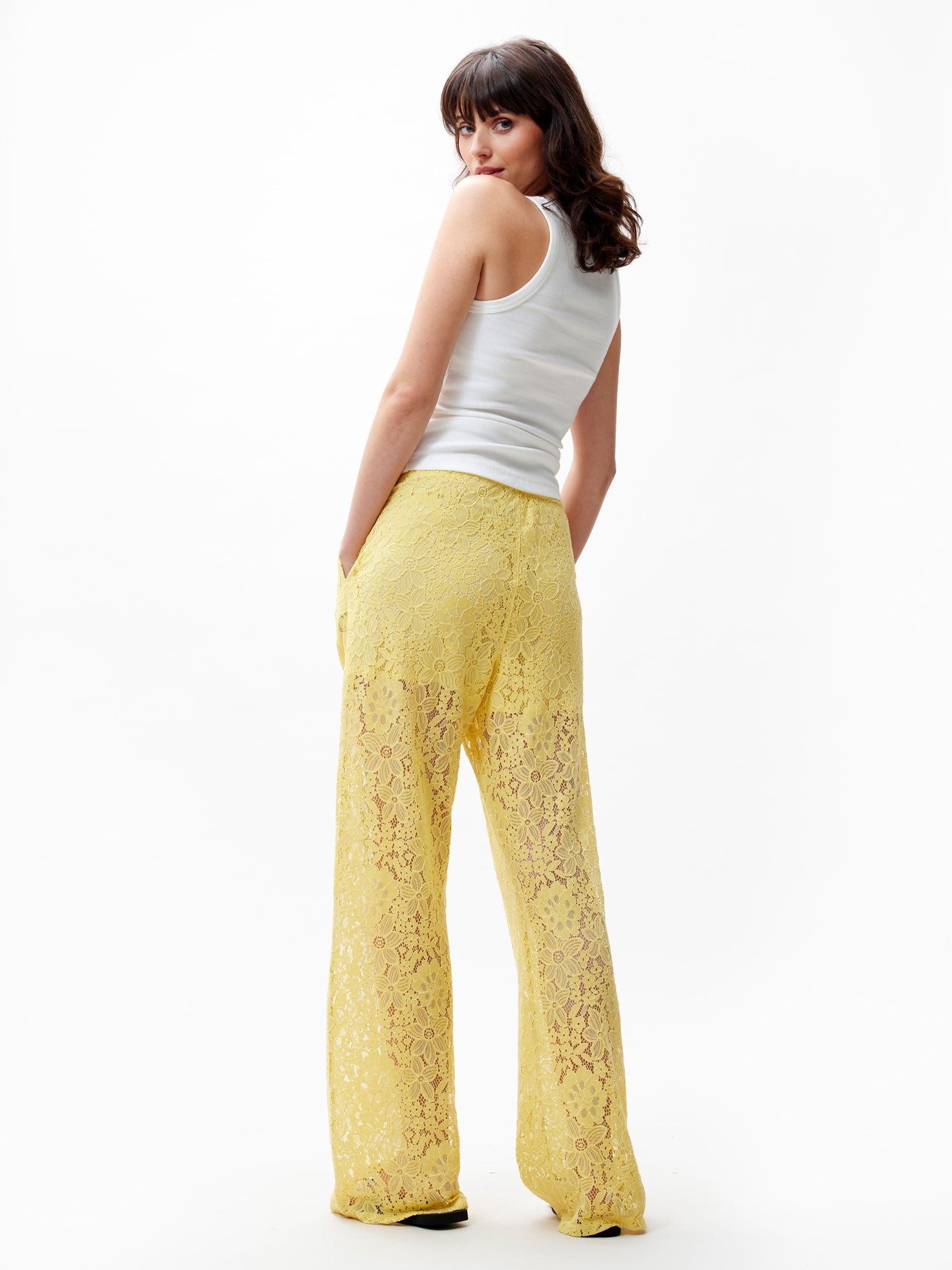 Pull on lace trousers Citron
