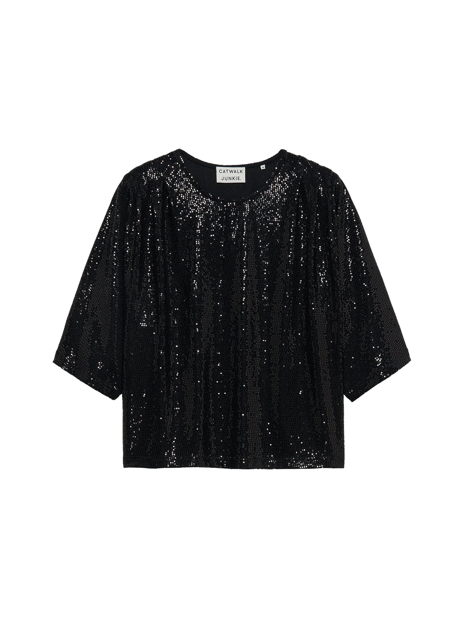 Pleated shoulder top Black