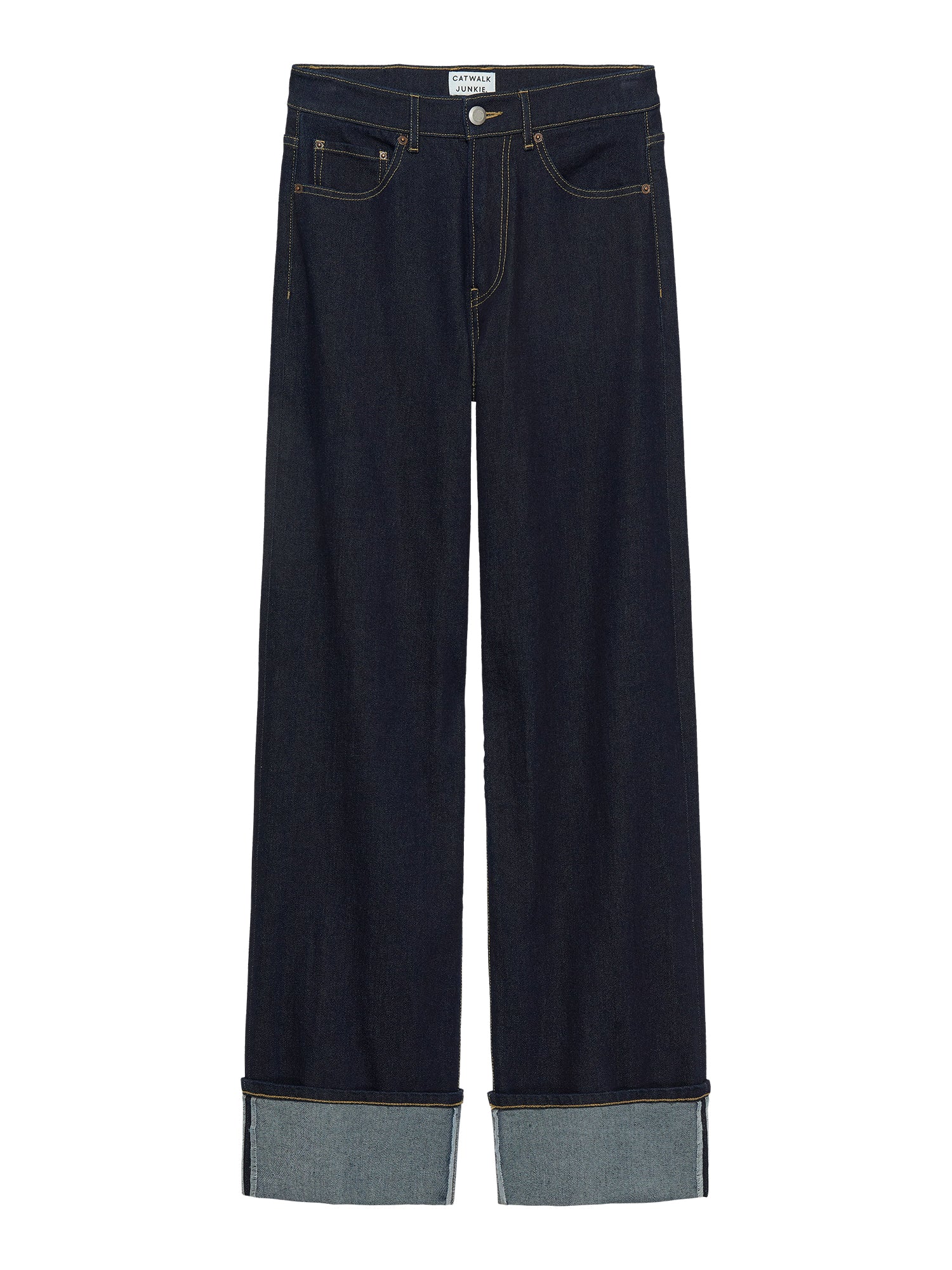 Loose fit jeans with fold Dark Blue