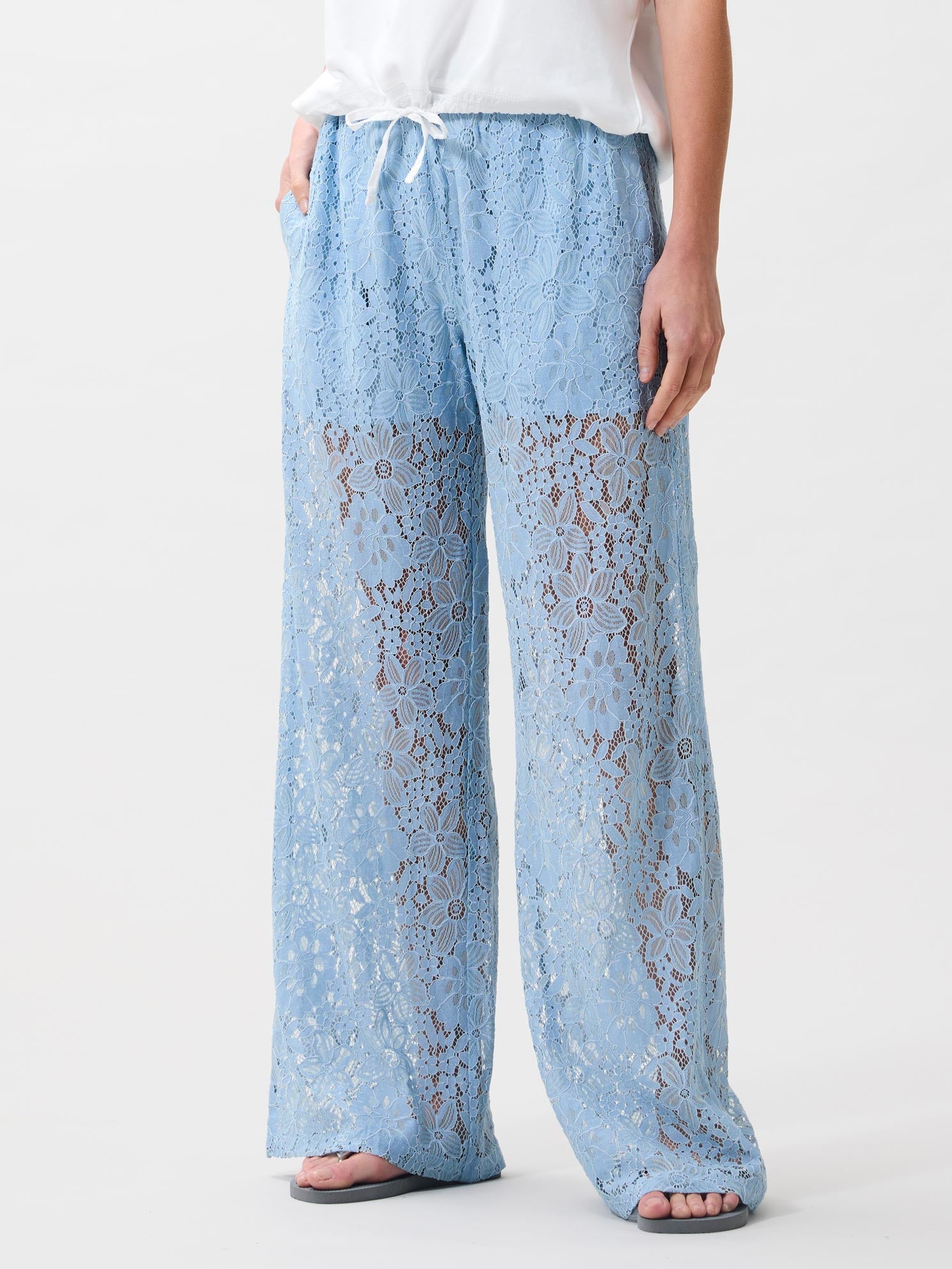 Pull on lace trousers Powder Blue
