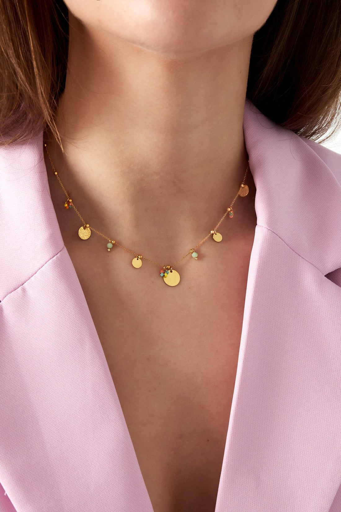 Kette Color Pop Coins Goldfarben