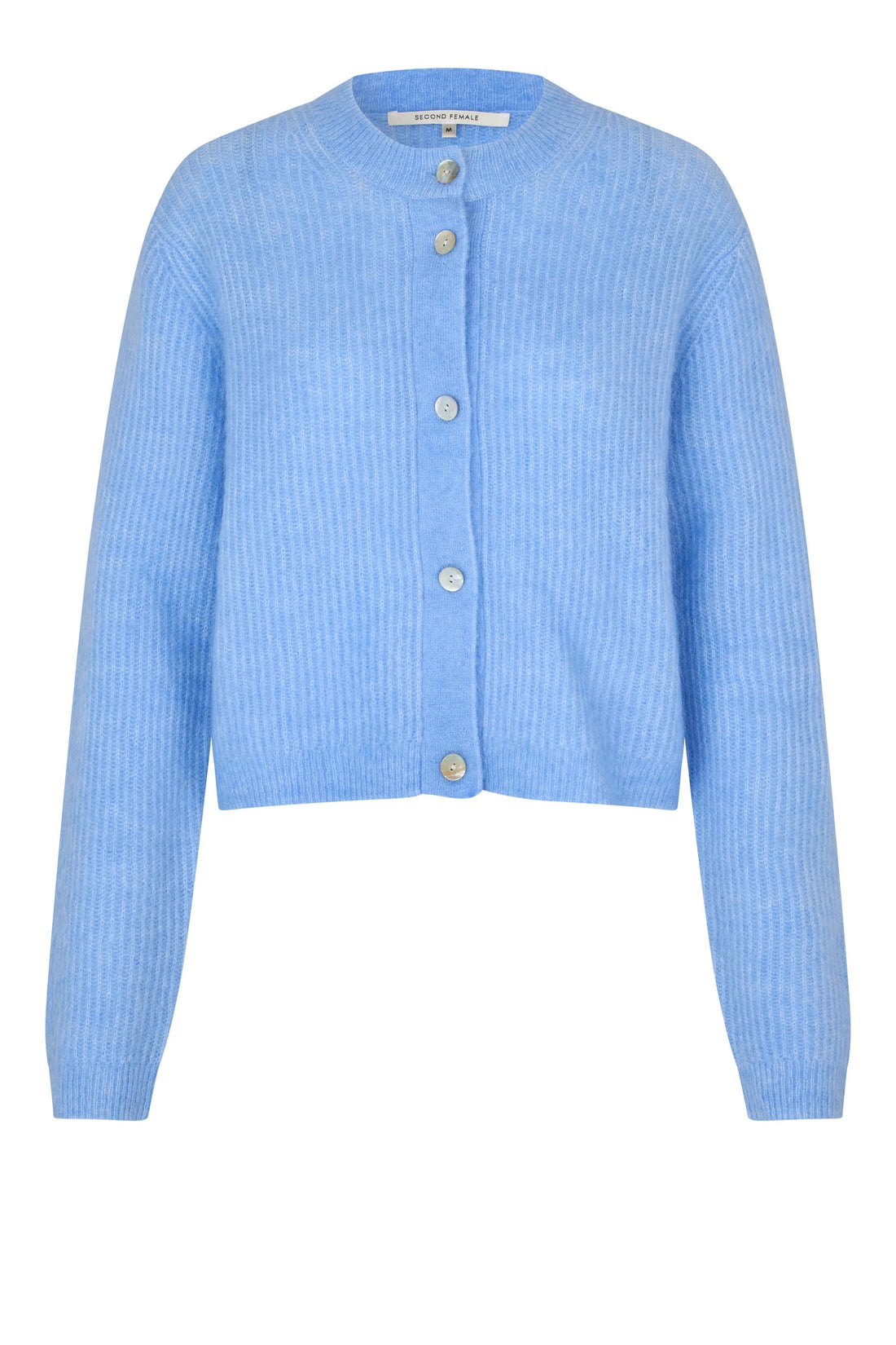 Andrea Knit Rib LS Cardigan Frozen Fjord