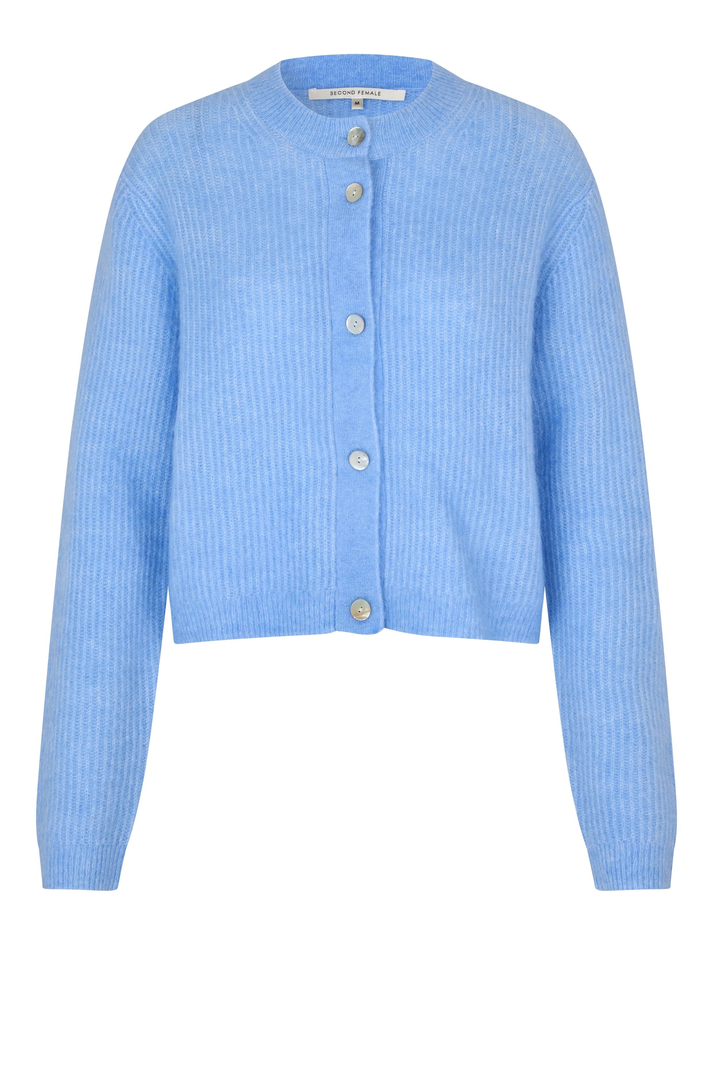 Andrea Knit Rib LS Cardigan Frozen Fjord