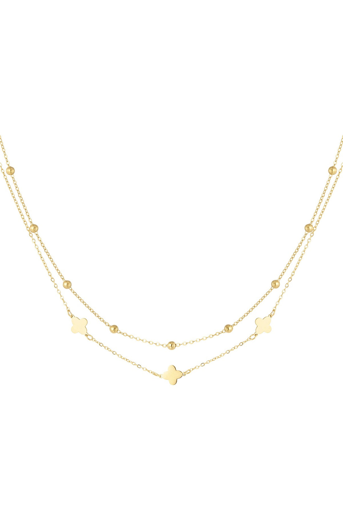 Doppelte Kleeblatt-/Kugel-Kette Gold