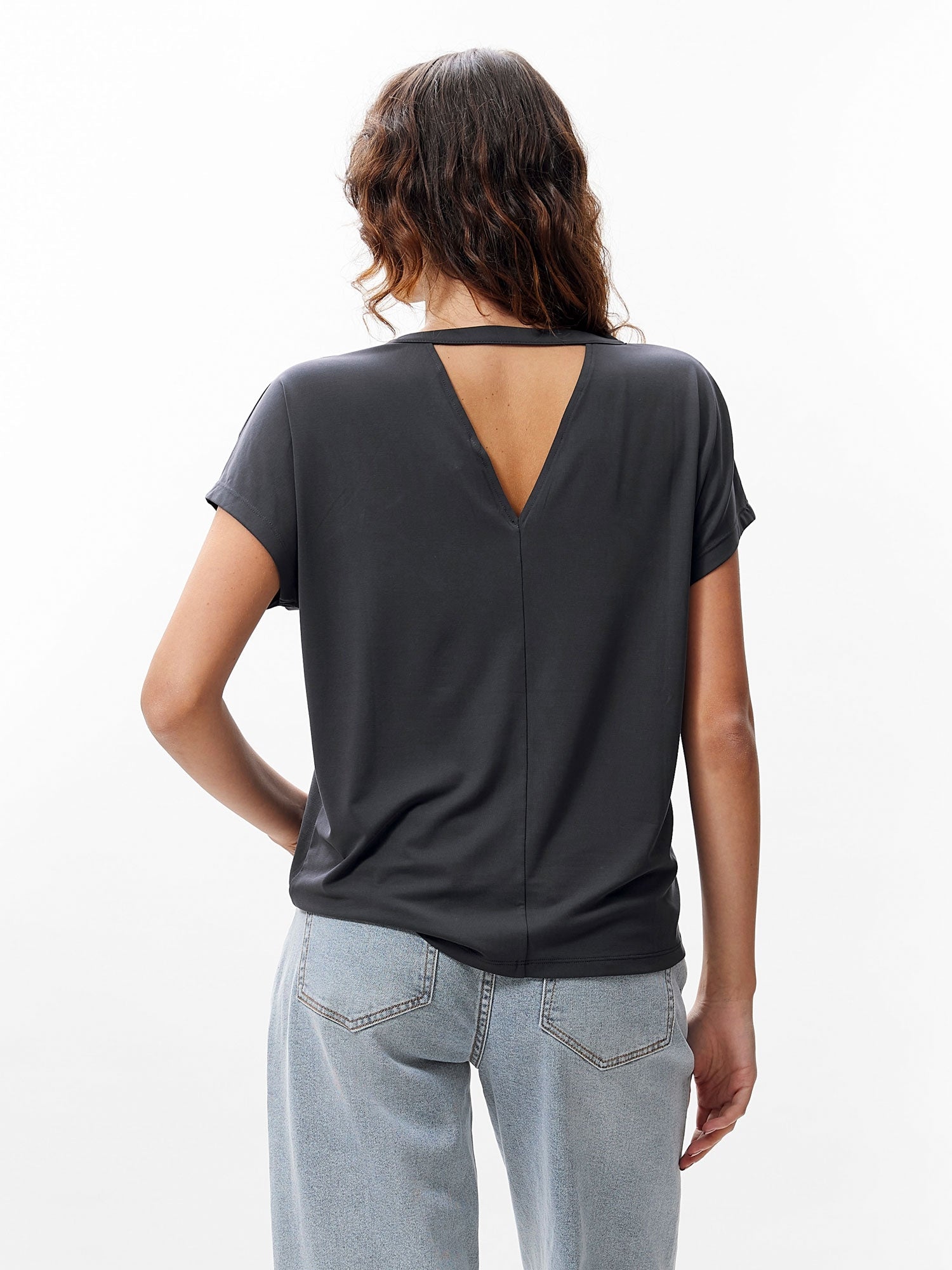 Tshirt with open back detail Dark Grey