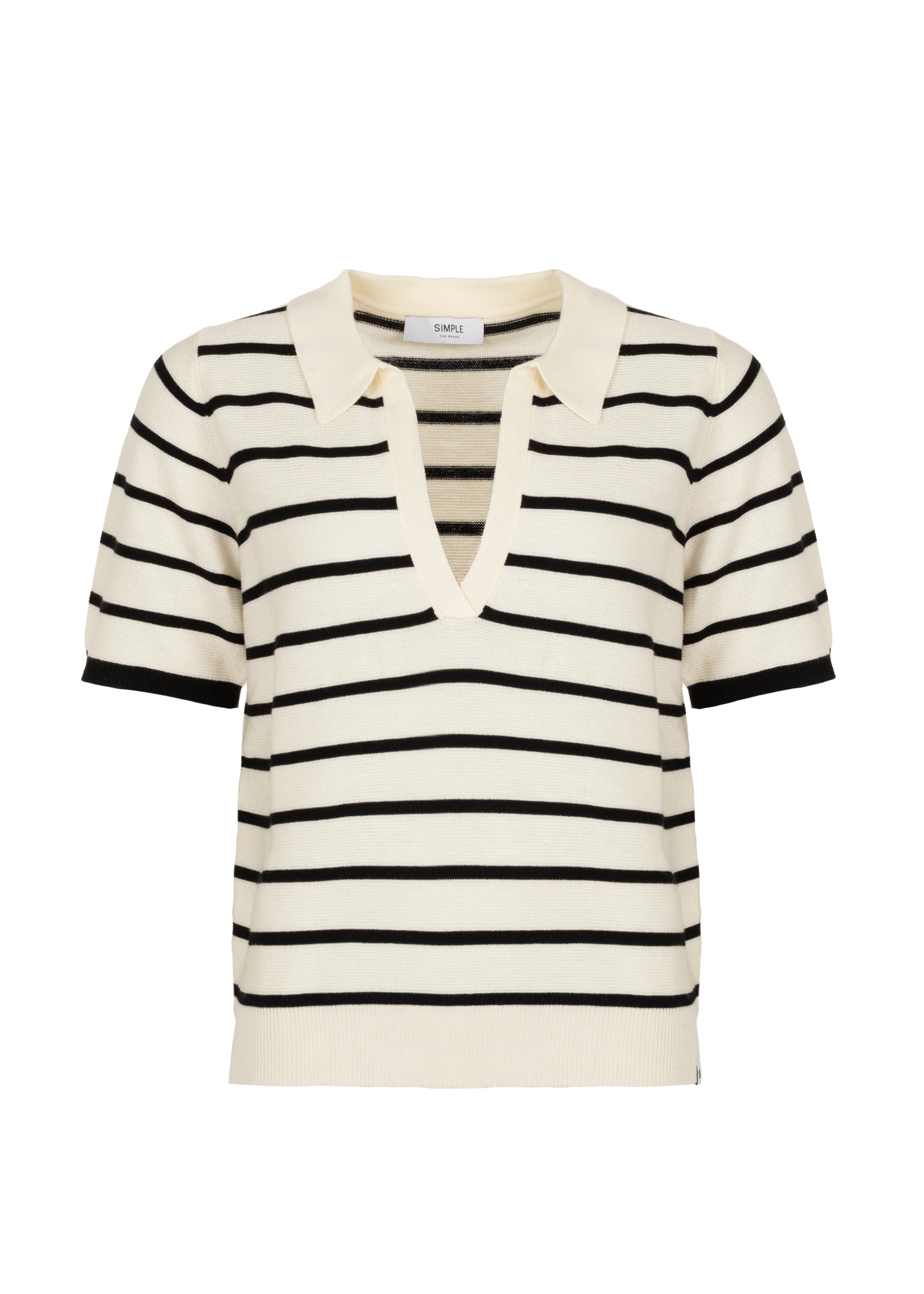 Knit- Polo Polka Egret Black