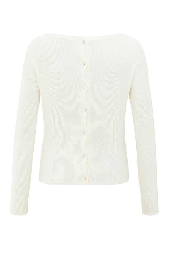 Feinstrick-Cardigan mit Knopfdetail auf der Rückseite Off White