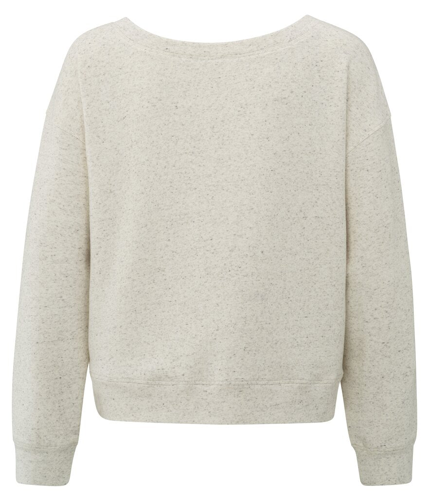 Melange-Sweatshirt U-Boot-Ausschnitt und Seitenschlitz Wool White Melange