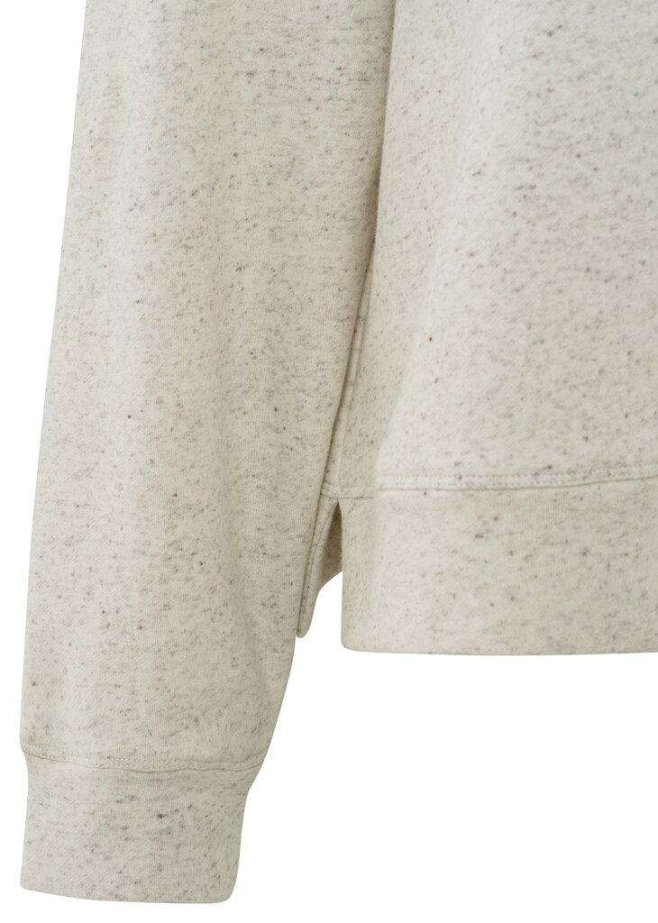 Melange-Sweatshirt U-Boot-Ausschnitt und Seitenschlitz Wool White Melange
