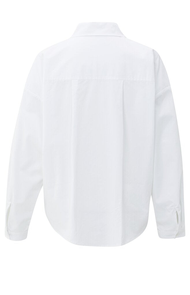 Popelinebluse mit Plisseefalten Pure White