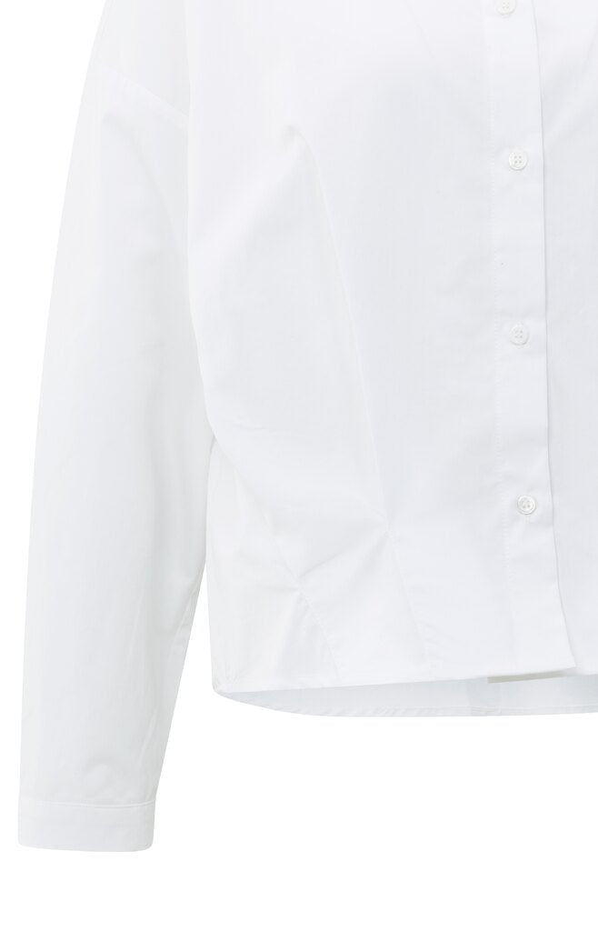 Popelinebluse mit Plisseefalten Pure White