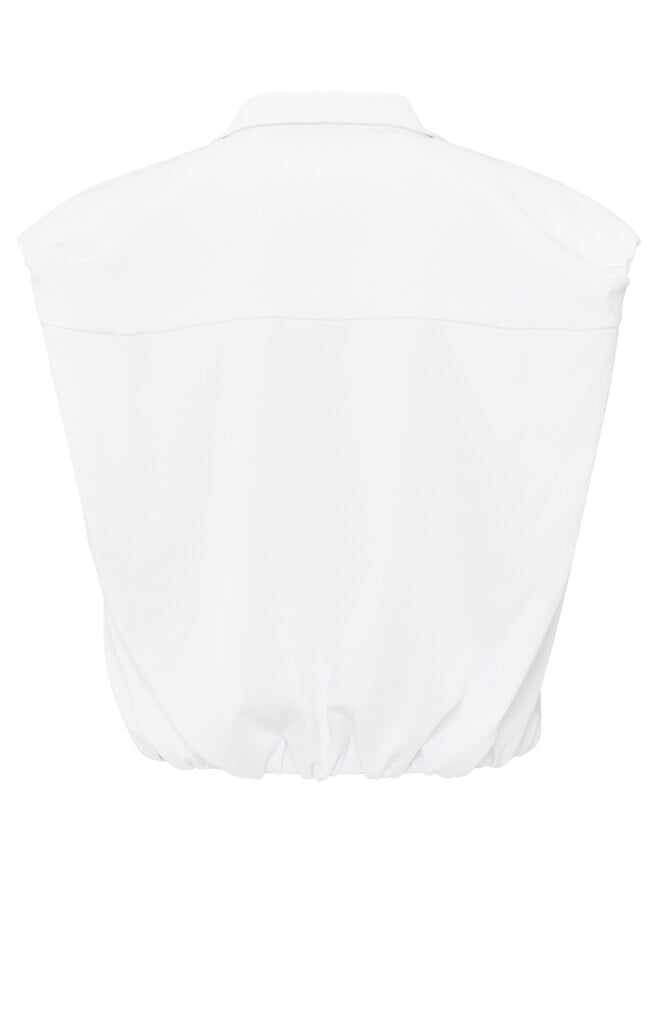 Jerseybluse mit dezent gepufften Ärmeln Pure White