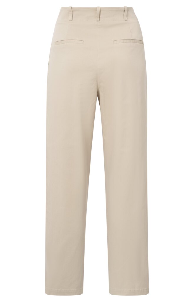 Gewebte Baumwollhose mit hohem Bund Humus Beige