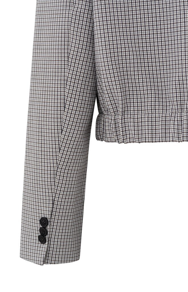 Kurzer Blazer mit Karomuster und elastischem Saum Feather Grey Dessin