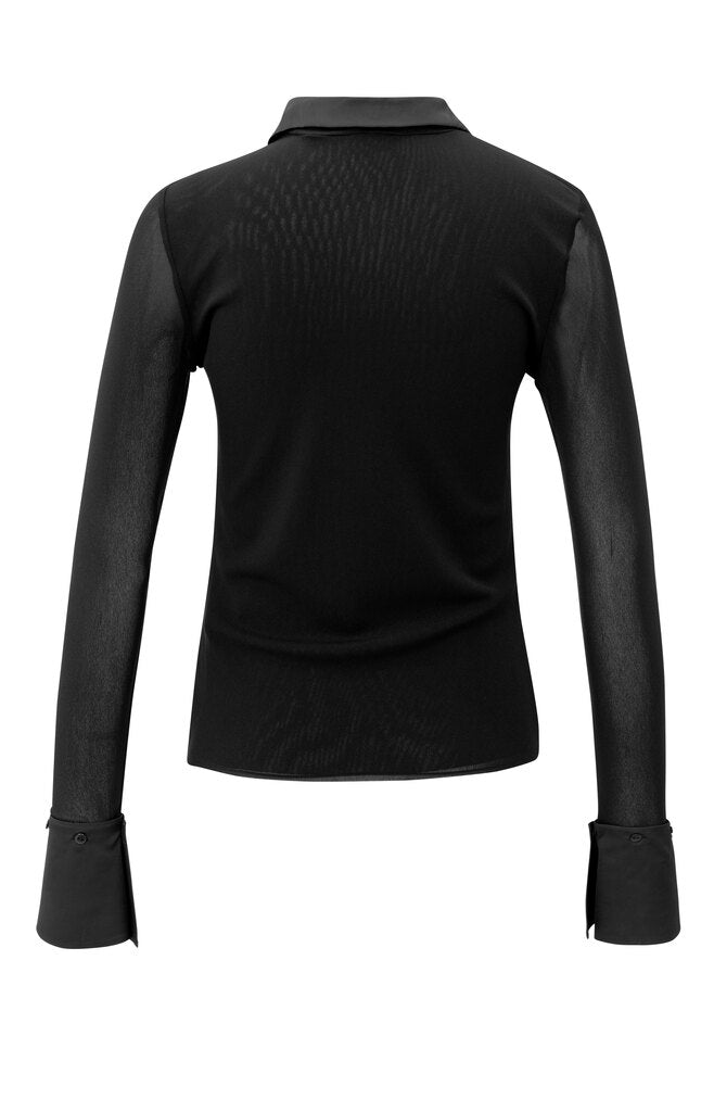 Oberteil mit abnehmbaren Bündchen und abnehmbarem Kragen Black