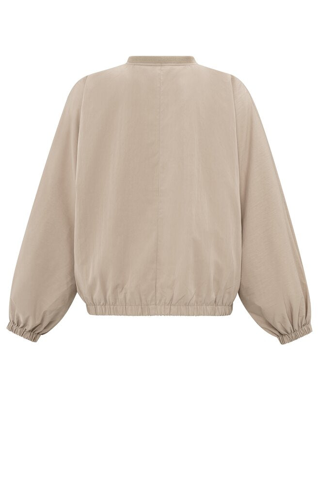 Kurze Bomberjacke aus Nylon mit Oversize-Passform Twill Beige