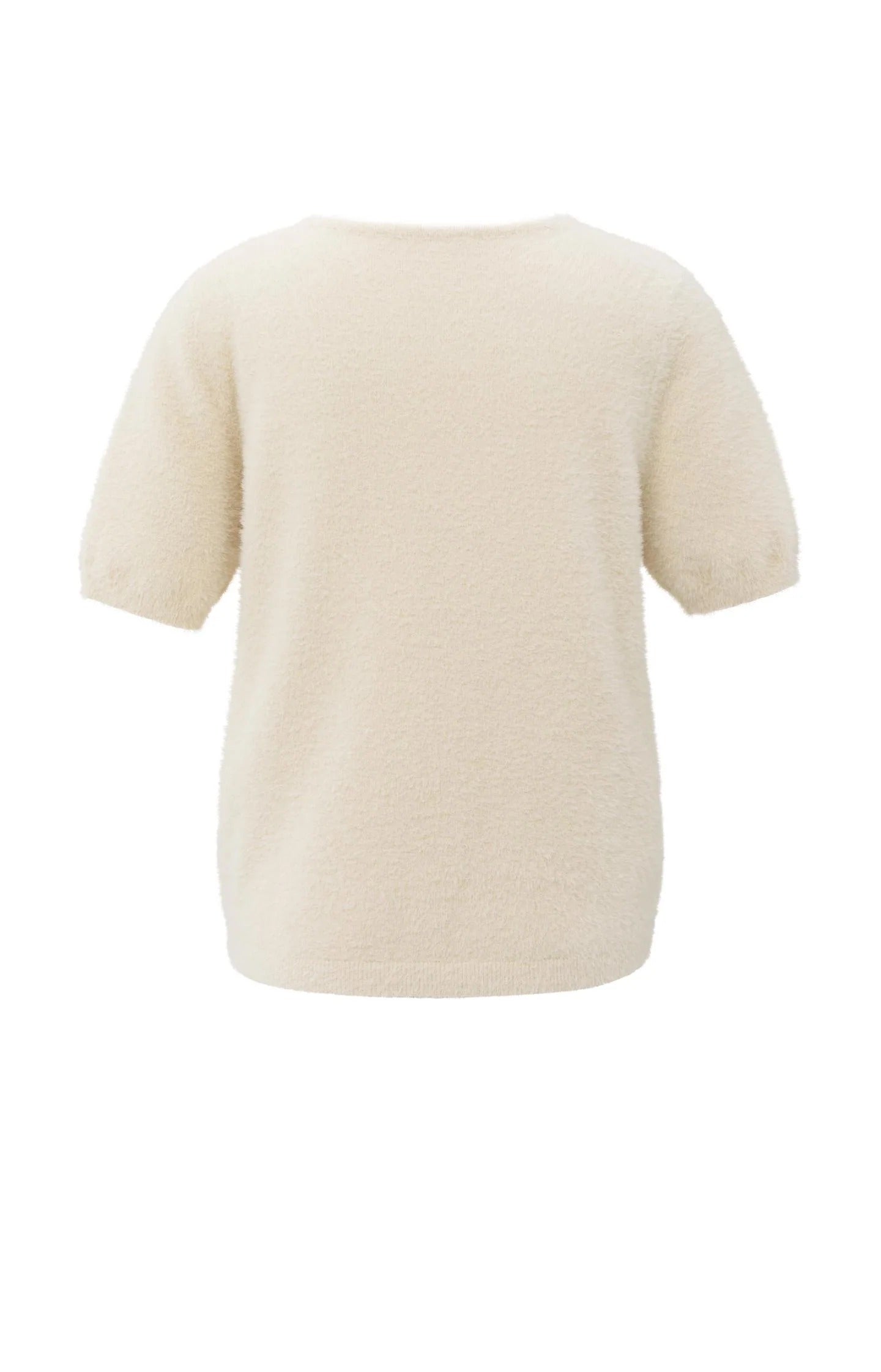 Flauschiger kurzärmeliger Pullover mit Detail in Wickeloptik Chalk White