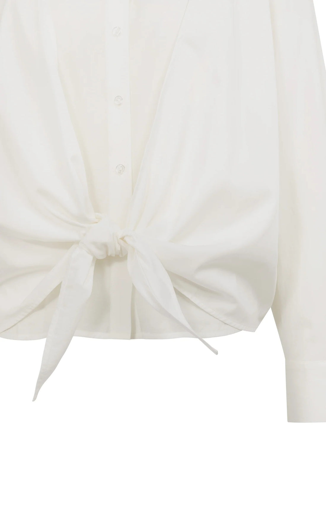 Bluse mit Lagenlook, Knotendetail und langen Ärmeln Off White