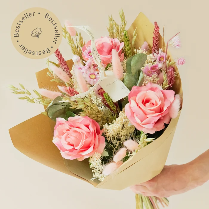 Romantische getrocknete und künstliche Blumen Bouquet Pink - groß