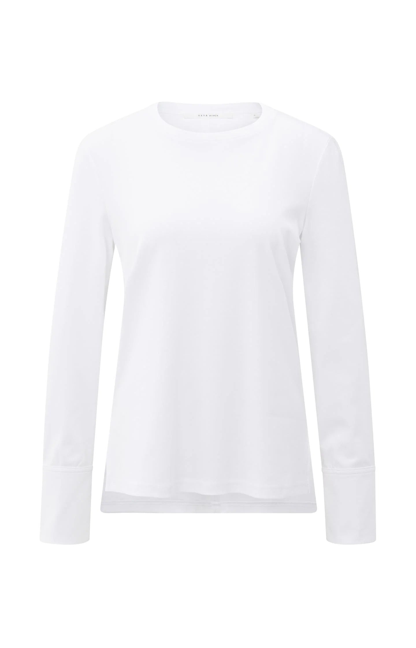 Jersey-Oberteil mit gewebten Bündchen und Schlitzdetail Pure White