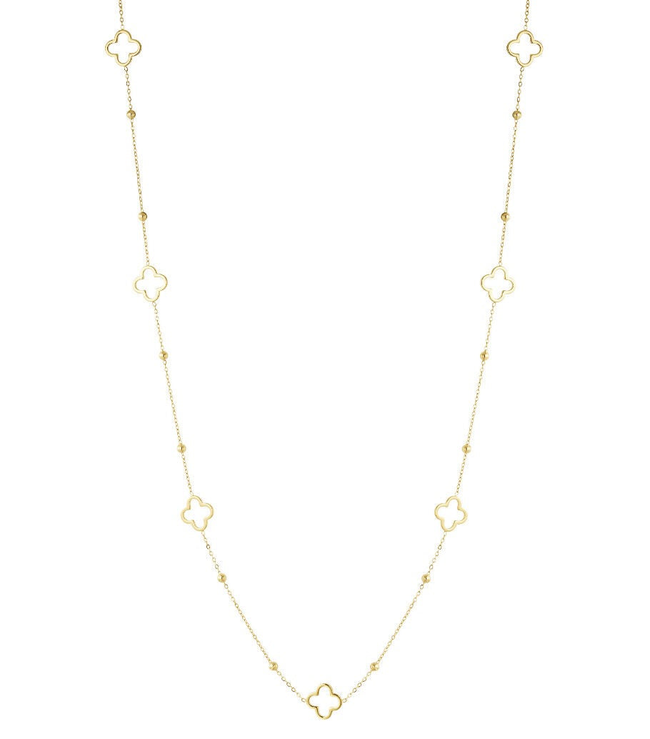 Lange Kette mit Kleeblatt-Anhängern