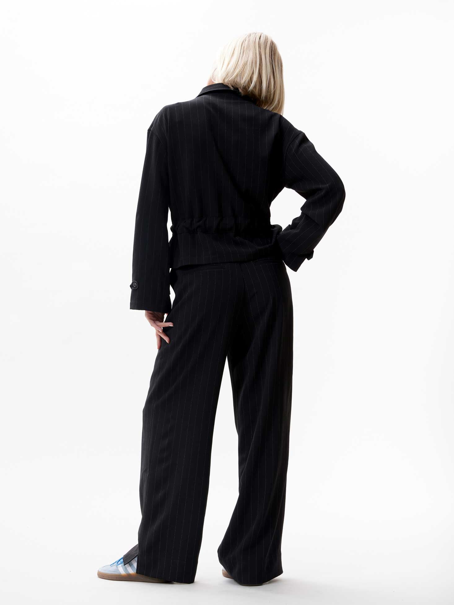 Pin Stripe Pull-on Trousers Black