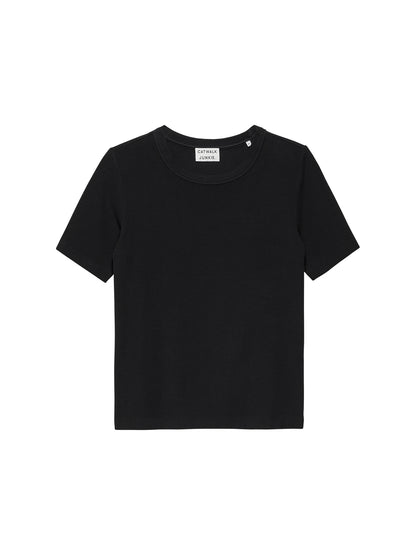 Ribbed Tee Schwarz (kurzärmelig)