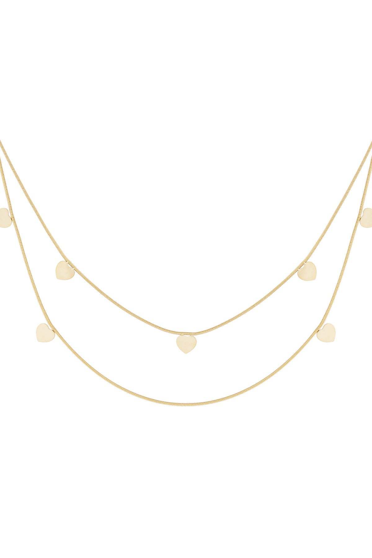 Doppelte Herz-Kette Goldfarben