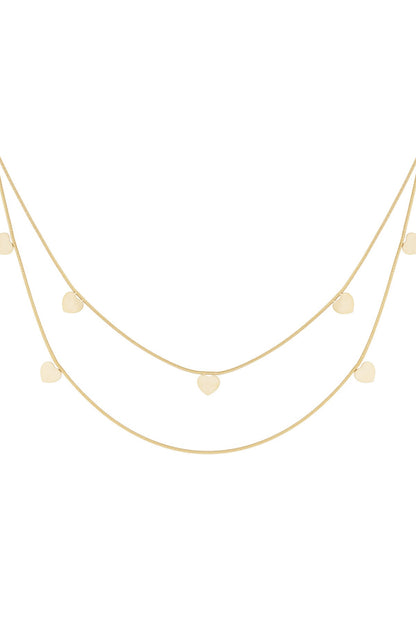 Doppelte Herz-Kette Goldfarben