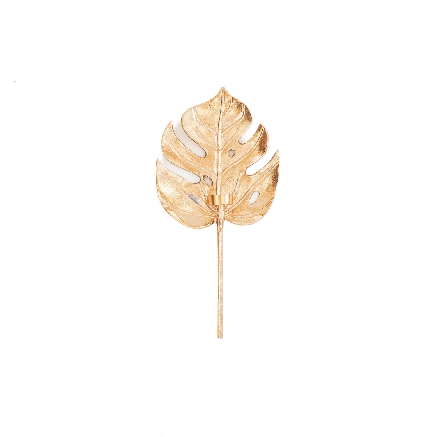 HV Monstera Blatt Kerzenhalter Gold (23x8x47cm)