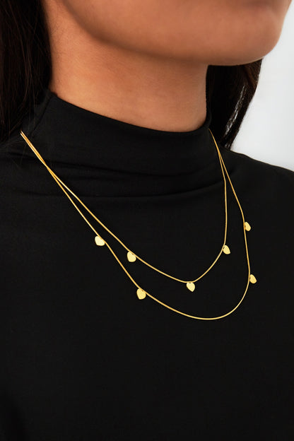 Doppelte Herz-Kette Goldfarben