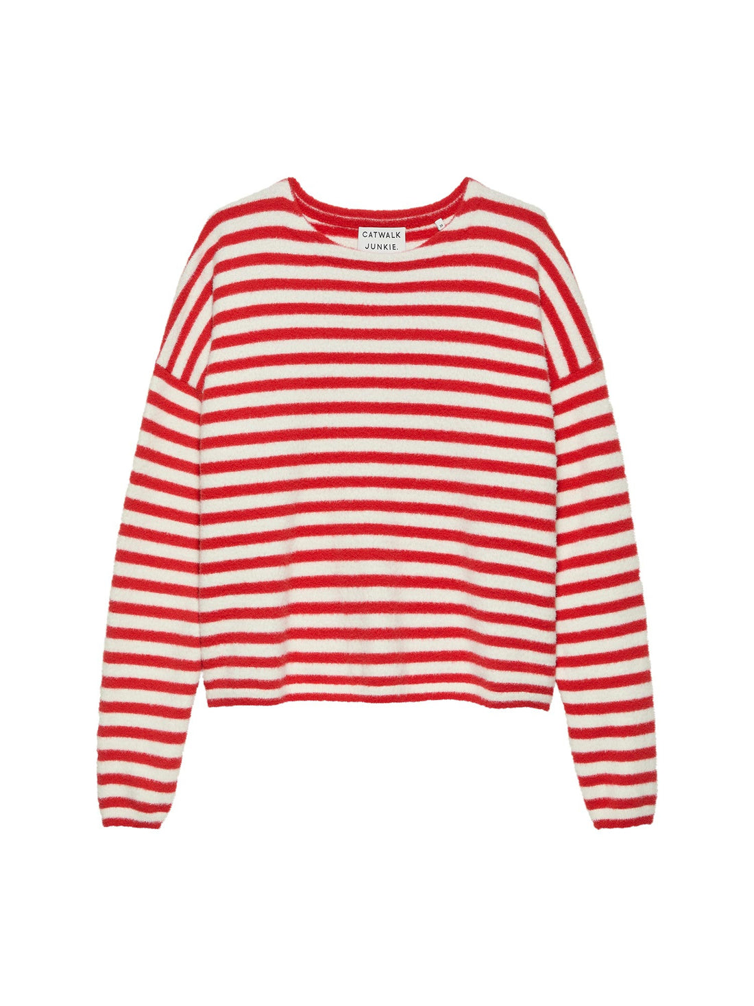 Soft stripe knit Ribbon Red