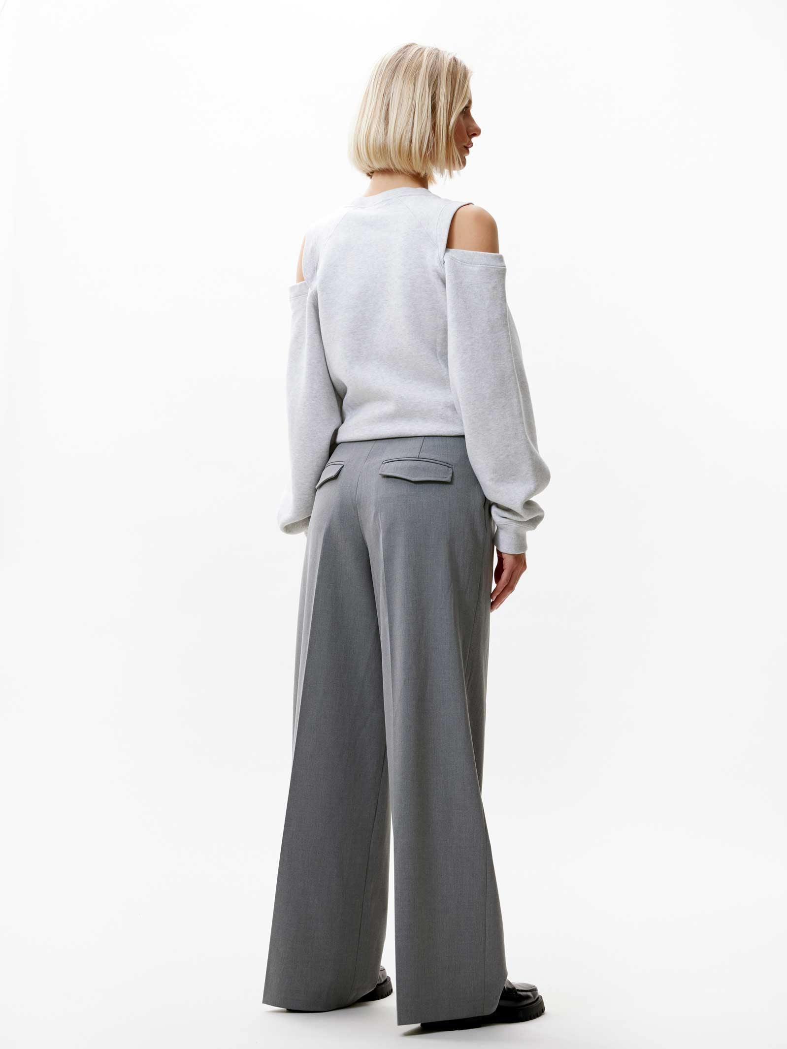 Straight Leg Tailored Pants Light Grey Melange