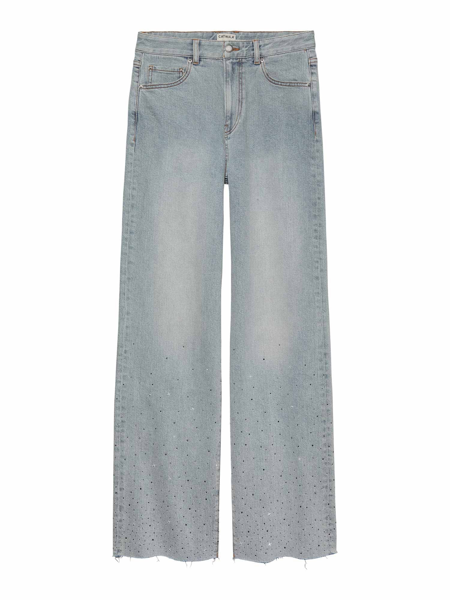 Loose fit jeans with metallic strass Blue