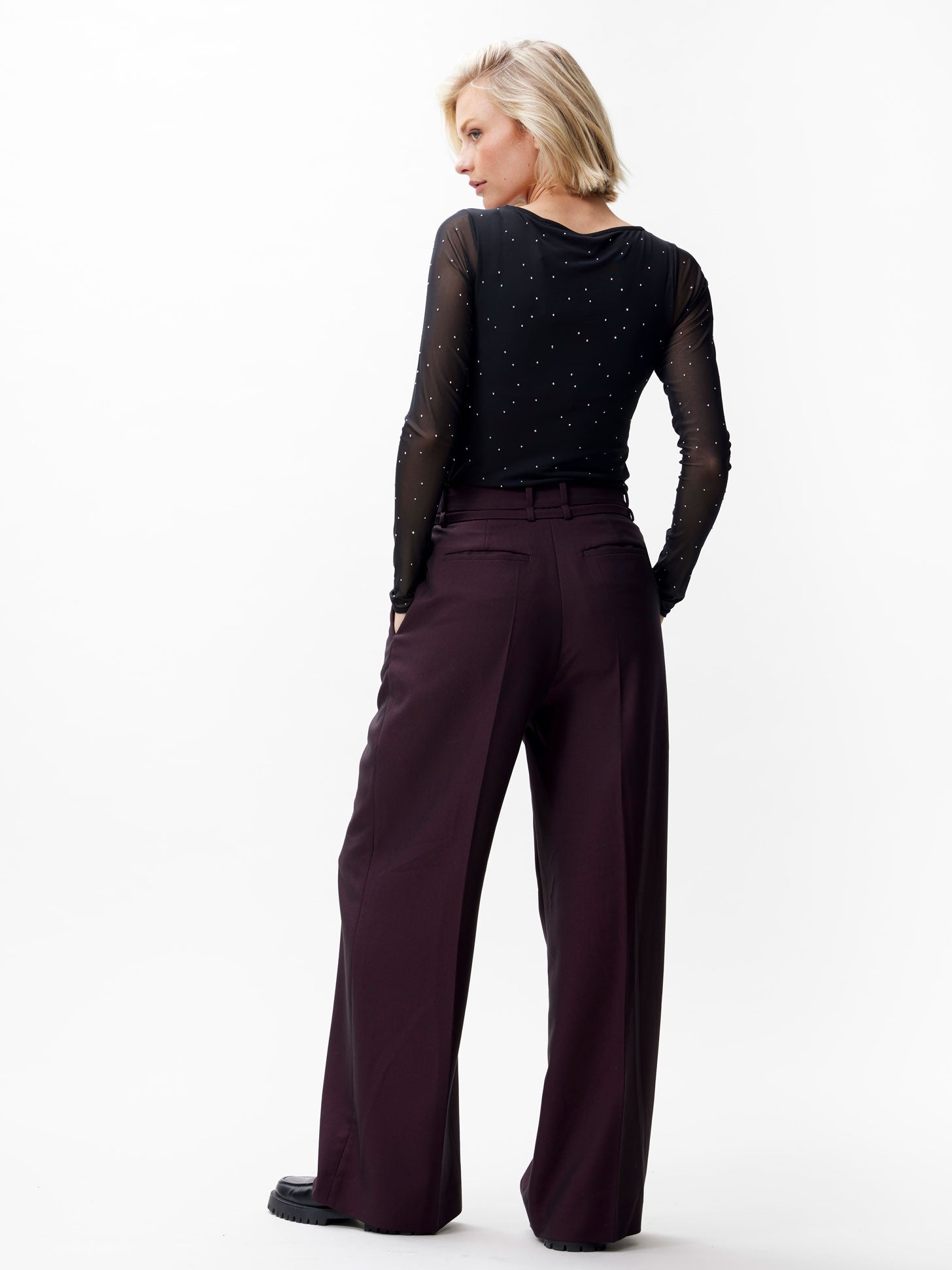 Mesh strass long sleeve Black