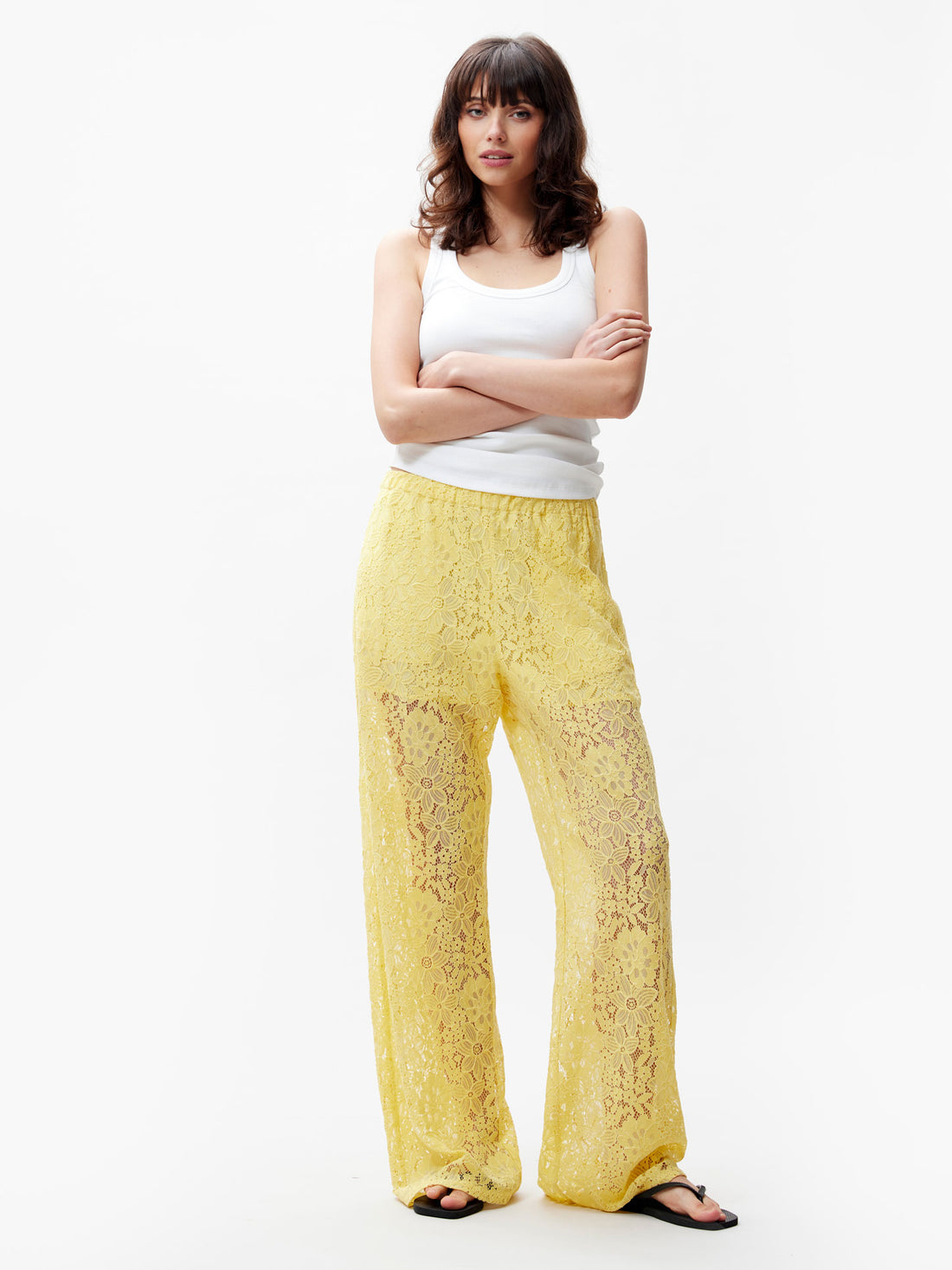 Pull on lace trousers Citron