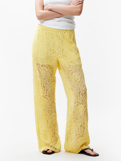 Pull on lace trousers Citron
