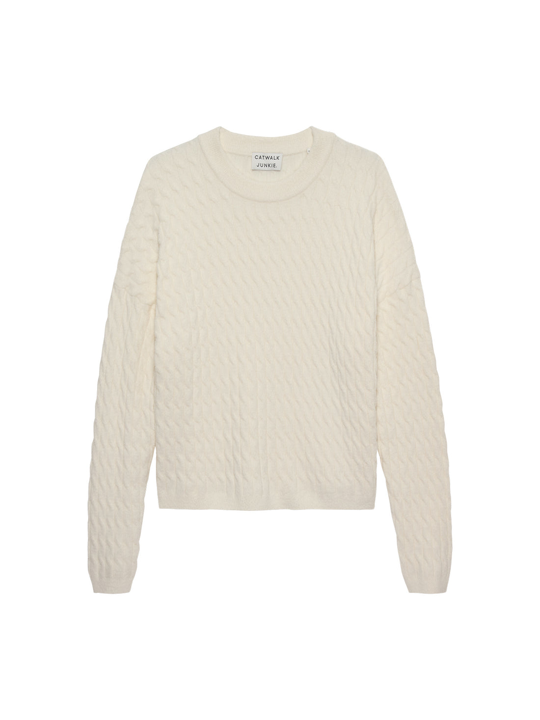 Relaxed fit soft cable knit Egret