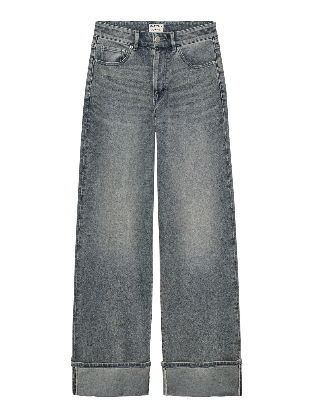 Loose fit jeans with fold Tinted Blue