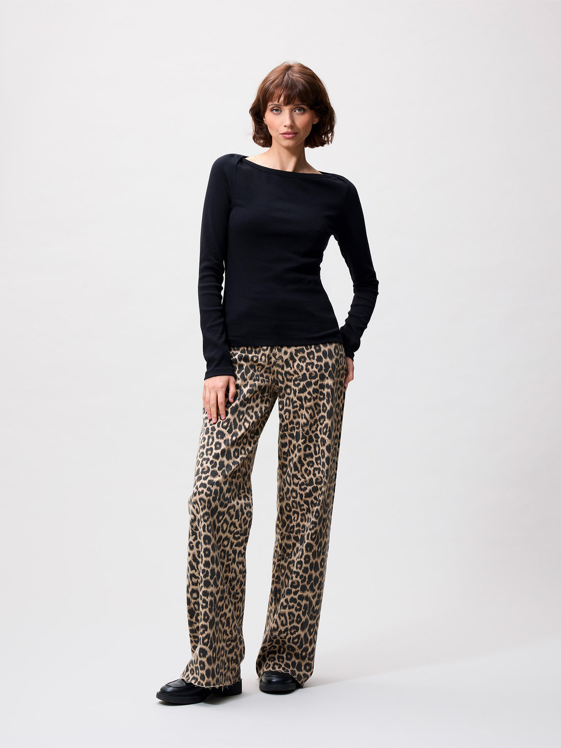 Boatneck rib long sleeve Black