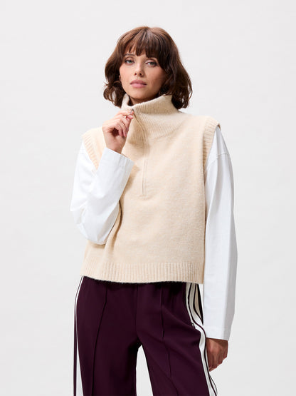Half zip vest Sand Melange