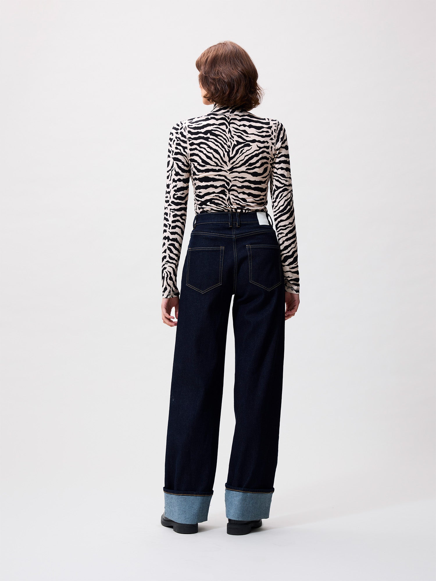 Loose fit jeans with fold Dark Blue