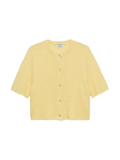 Short sleeve knitted cardigan Mellow Yellow