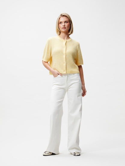 Short sleeve knitted cardigan Mellow Yellow