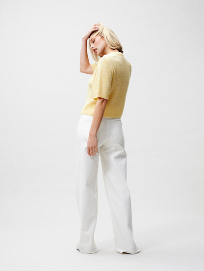 Short sleeve knitted cardigan Mellow Yellow