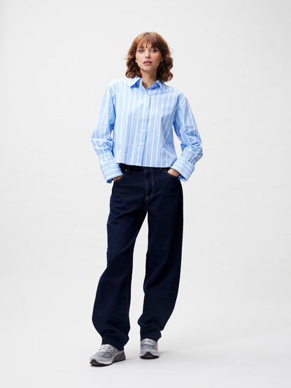 Striped blouse with elastic cuff Brunnera Blue