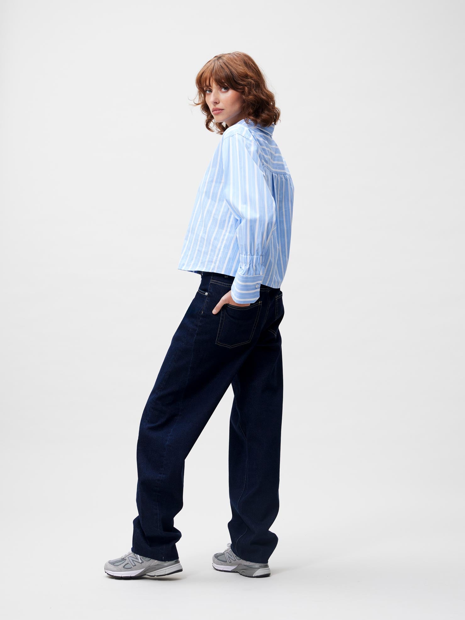 Striped blouse with elastic cuff Brunnera Blue