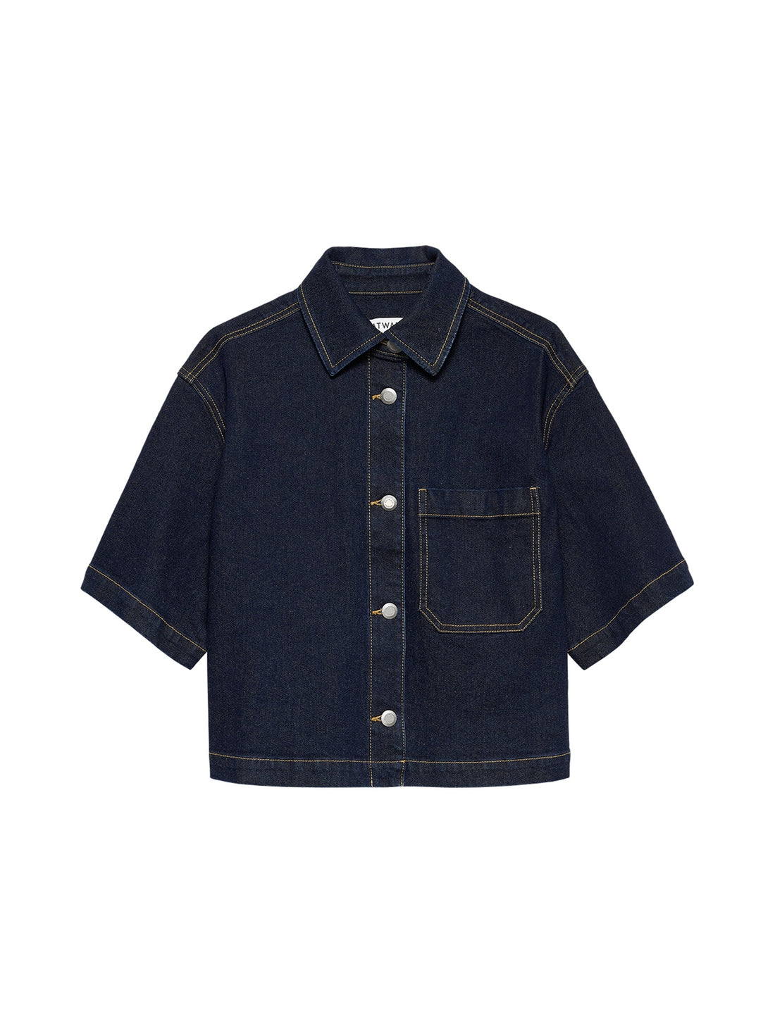 Short sleeve denim blouse Dark Blue