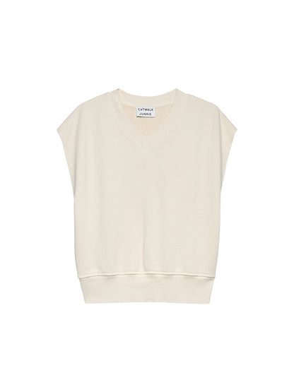 Sleeveless Vneck sweater Cream